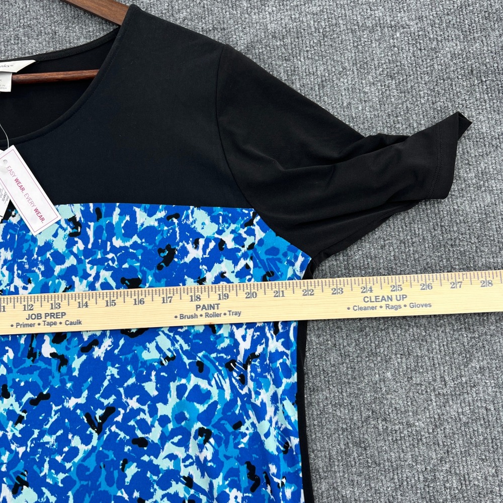 CJ Banks Abstract Summer Top Womens 1X Black Blue Geometric Modern‎ Art Tee - Picture 6 of 8